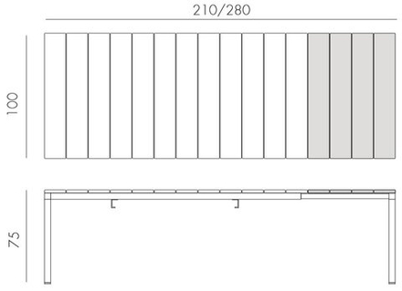 Стол металлический раздвижной Nardi Rio Alu 210 Extensibile, антрацит