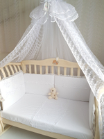 Атр.77765 Набор в детскую кроватку для новорожденных - КОРОЛЕВСКИЙ 10пр (с балдахином)