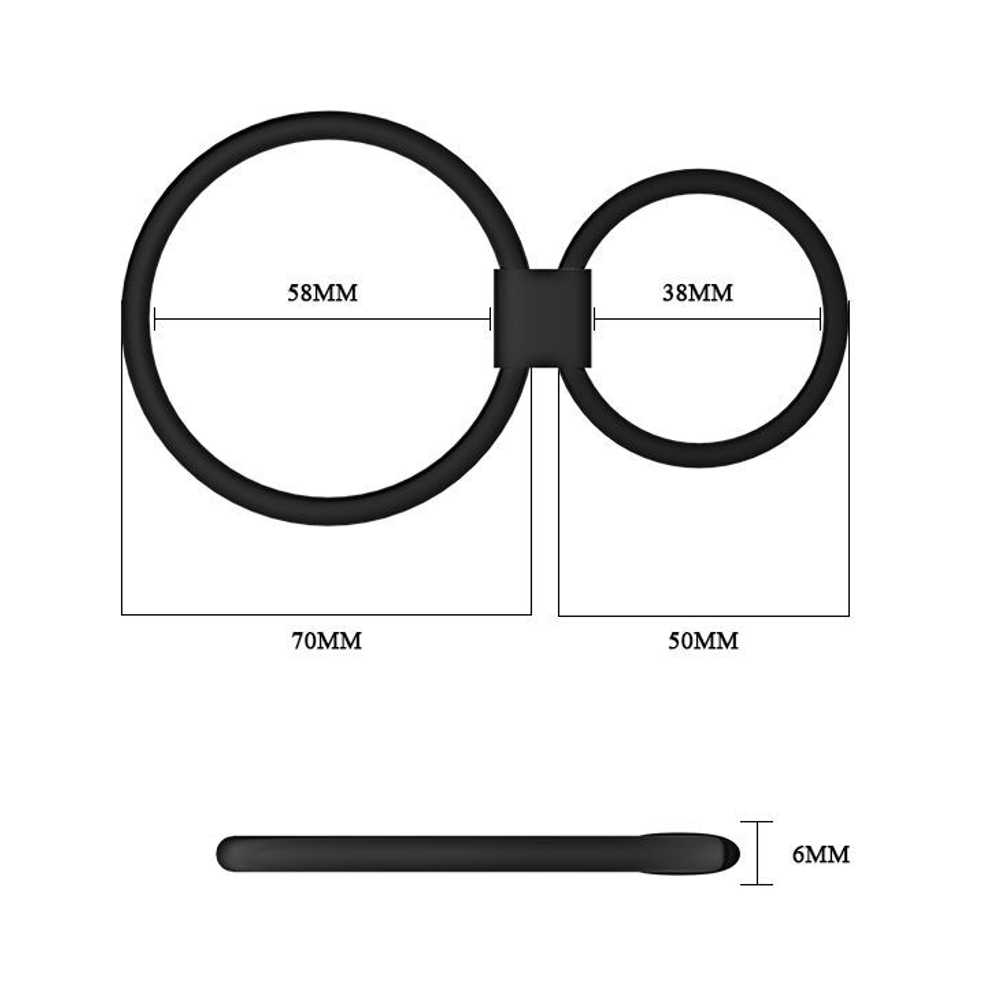Черное двойное эрекционное кольцо (Цвет: черный)