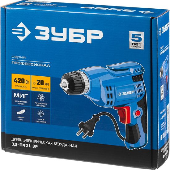 Дрель безударная "ЗУБР" ЗД-П421 ЭР