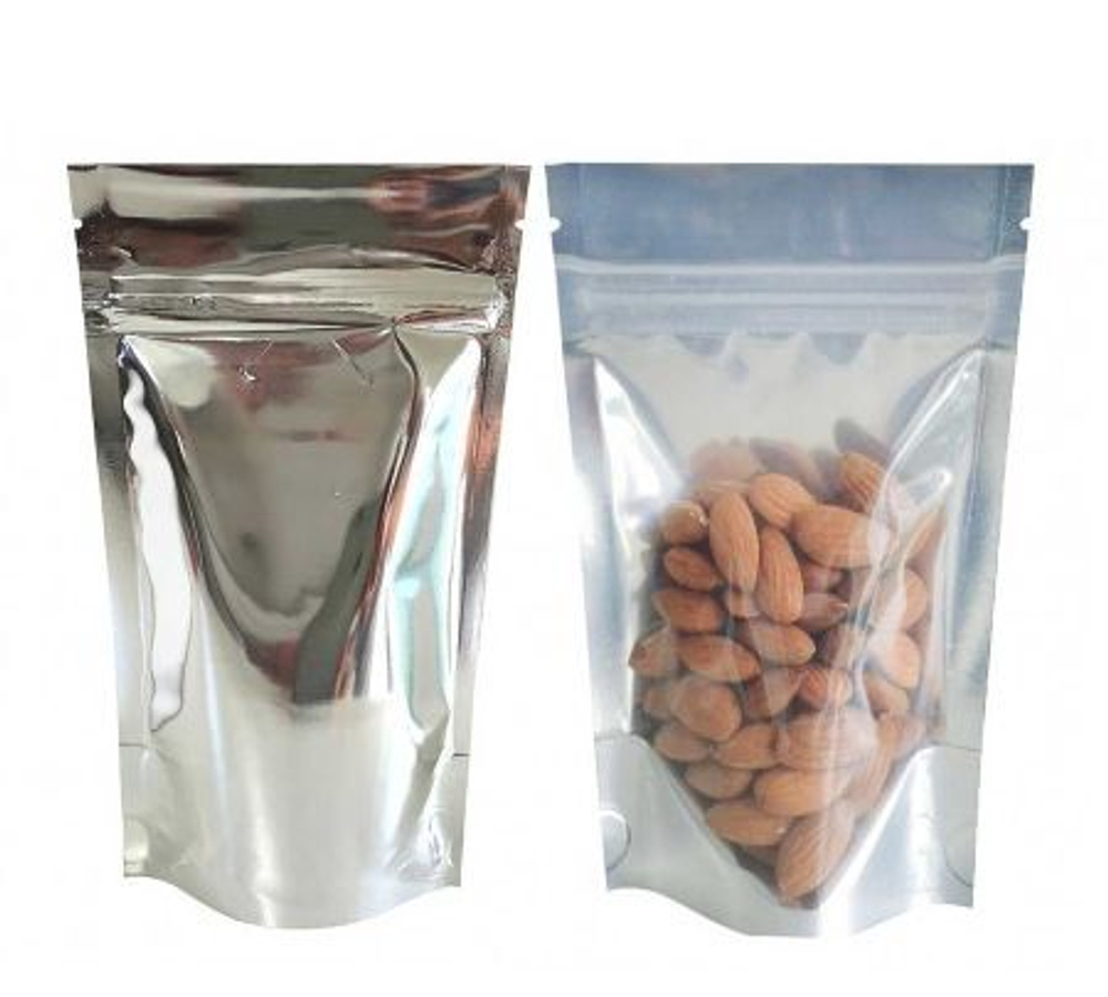 Пакет PET/PE Doypack 105х150(30+30)мм прозр+метал,108мкм/10шт.