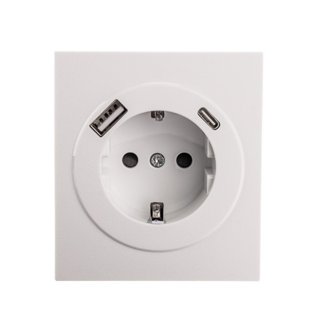 Розетка с заземлением с 2 USB  KRANZ KR-78-0704-4
