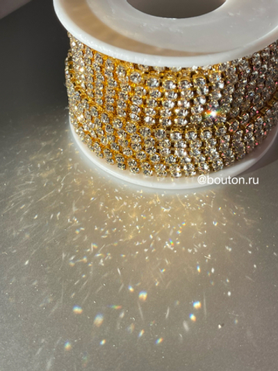 Стразовая цепочка / лента золото