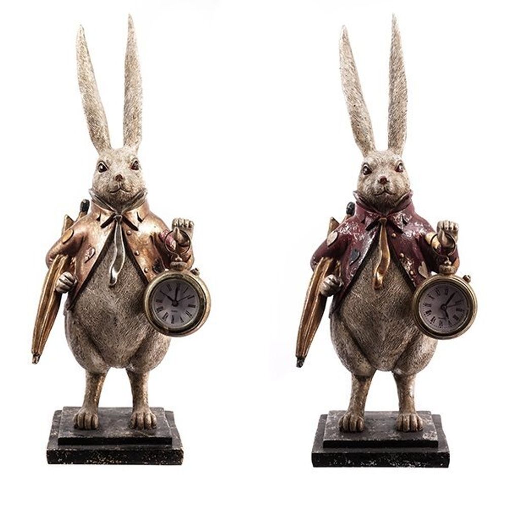 GAEM Фигурка декоративная "Кролик" с часами (LR44x1), L15 W12 H37,5 см, 2в.
