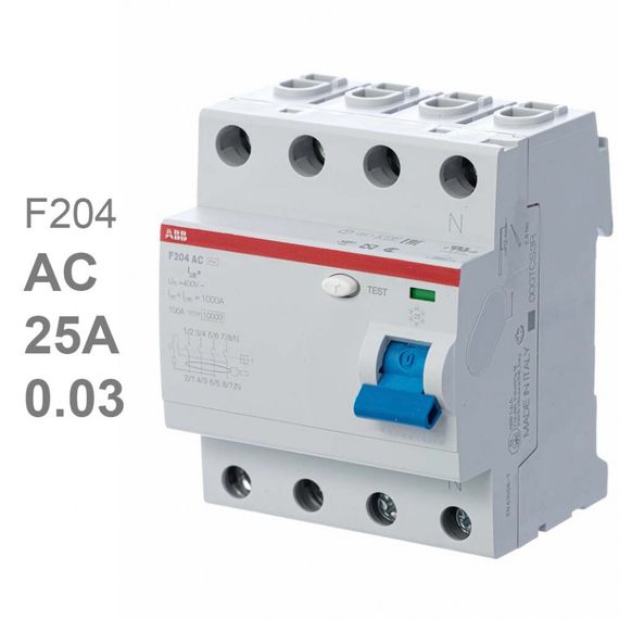 УЗО ABB 4П 25А/30мА 04785