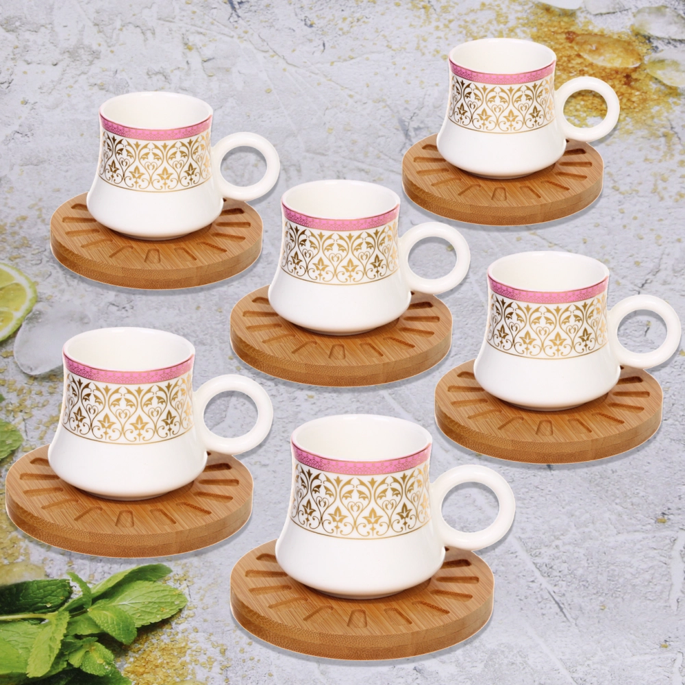 Кофейный набор 12 предметов «Восточная сказка» ( 6кружек 90мл+6 блюдец), вензеля розовый