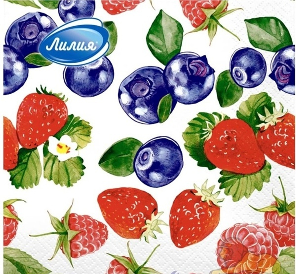 Салфетки бумажные 33*33 Лилия Ягодный фреш, 2сл 20л