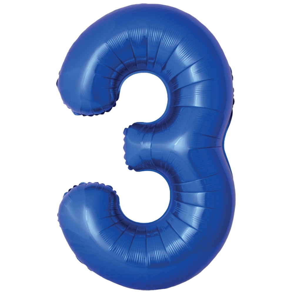 Шар фольгированный Цифра 3 101 см (Синий)
