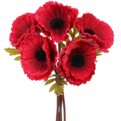 Цветы искусственные «Natur» 30см Маки 5шт бордовые
