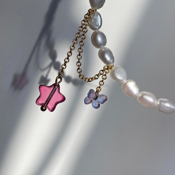 Барочная культивированная жемчужина, розово-персиковая с радужными переливами