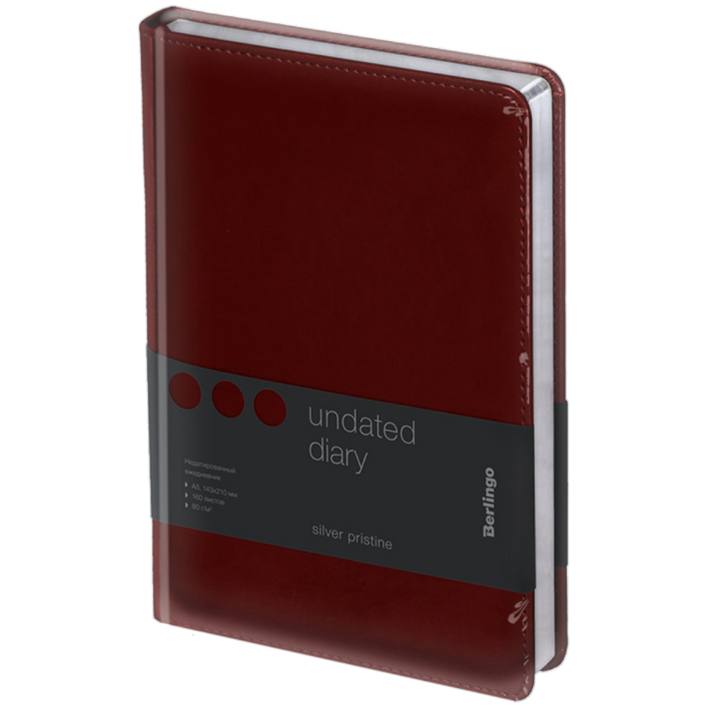 Ежедневник недатированный, А5, 160л., кожзам, Berlingo "Silver Pristine", серебр. срез, коричневый