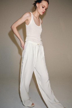 ZARA БРЮКИ СВОБОДНОГО КРОЯ — ZW COLLECTION, БЕЛЫЙ