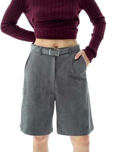 Графитовые шорты из эко-замши