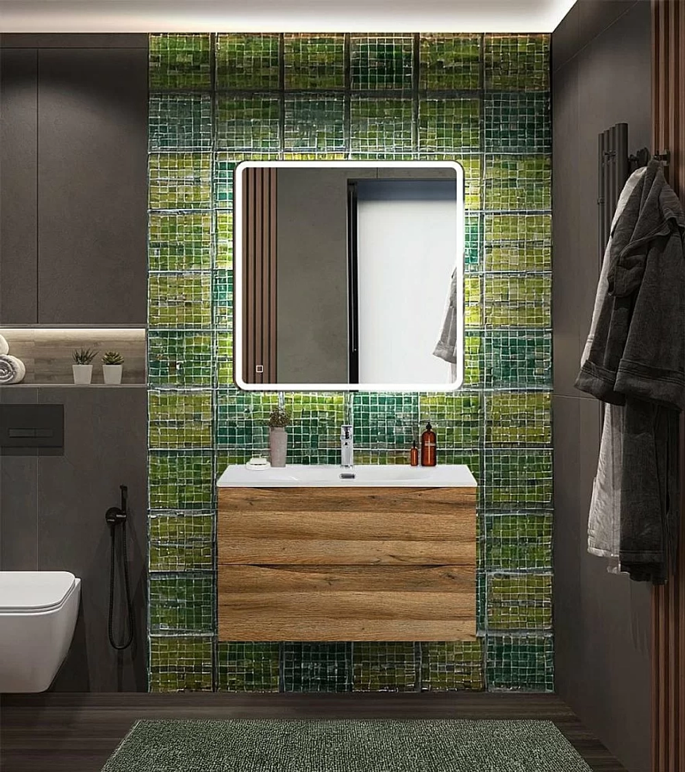 Тумба с раковиной BelBagno MARINO-CER-N-800-2C-SO-RR-P Rovere Rustico