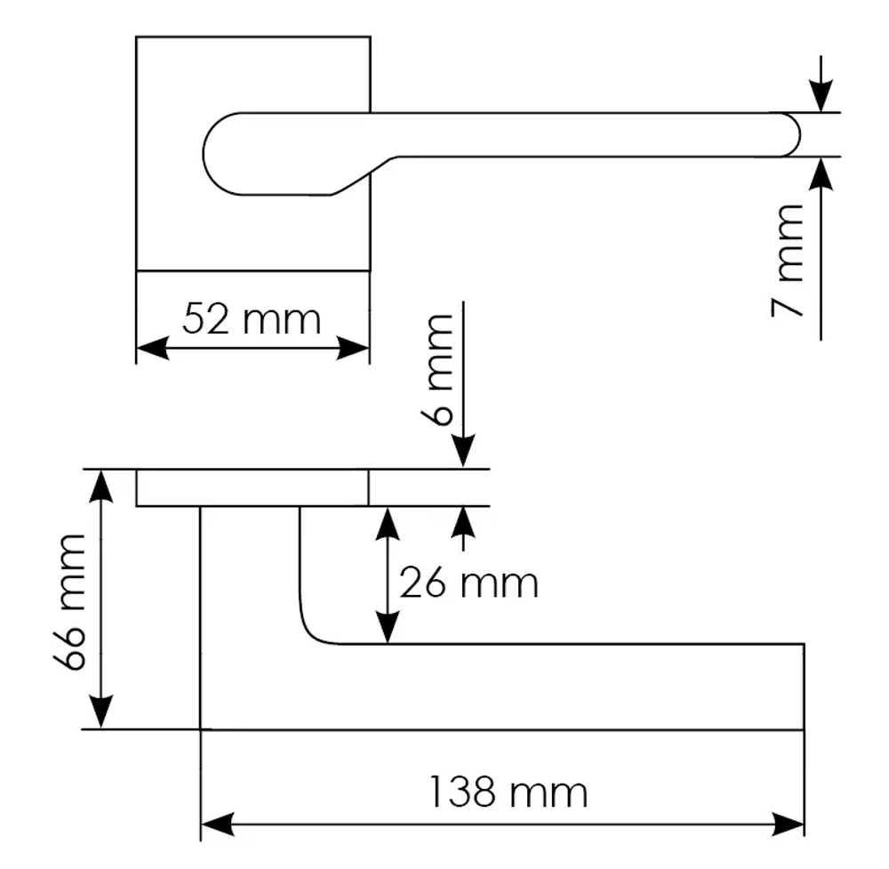 DIY МН-53-S6 Ручка дверная на квадр.розетке 6мм  "Morelli"