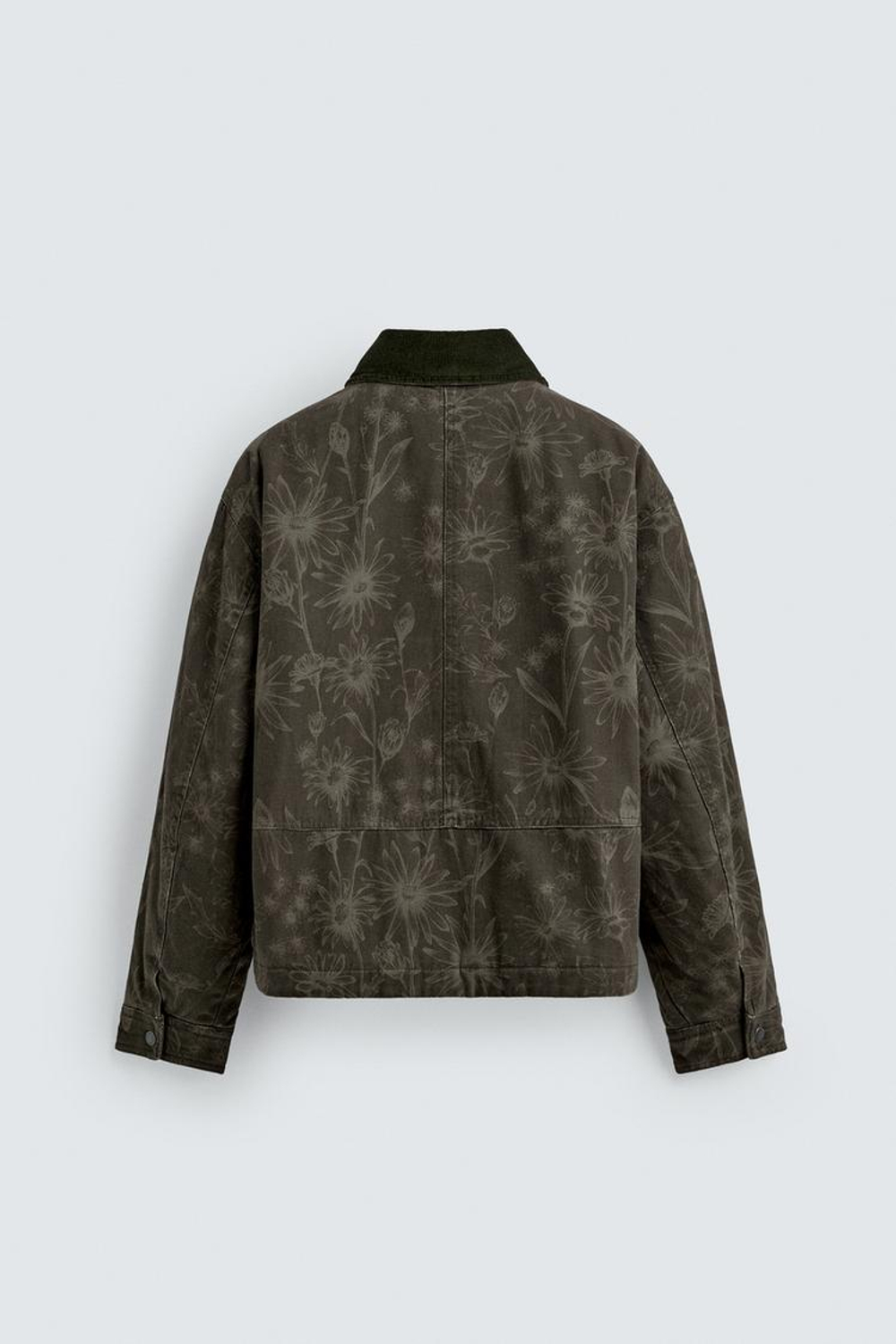 ZARA КУРТКА С ЦВЕТОЧНЫМ ПРИНТОМ, ТЕМНЫЙ ХАКИ