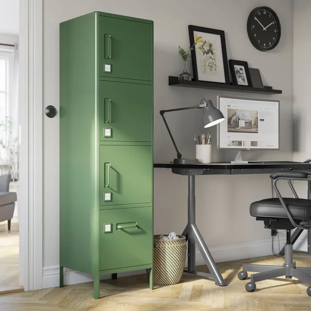Высокий шкаф с ящиком и дверцей - IKEA IDÅSEN/IDASEN/ИДОСЕН ИКЕА, 172х47х45 см, зеленый