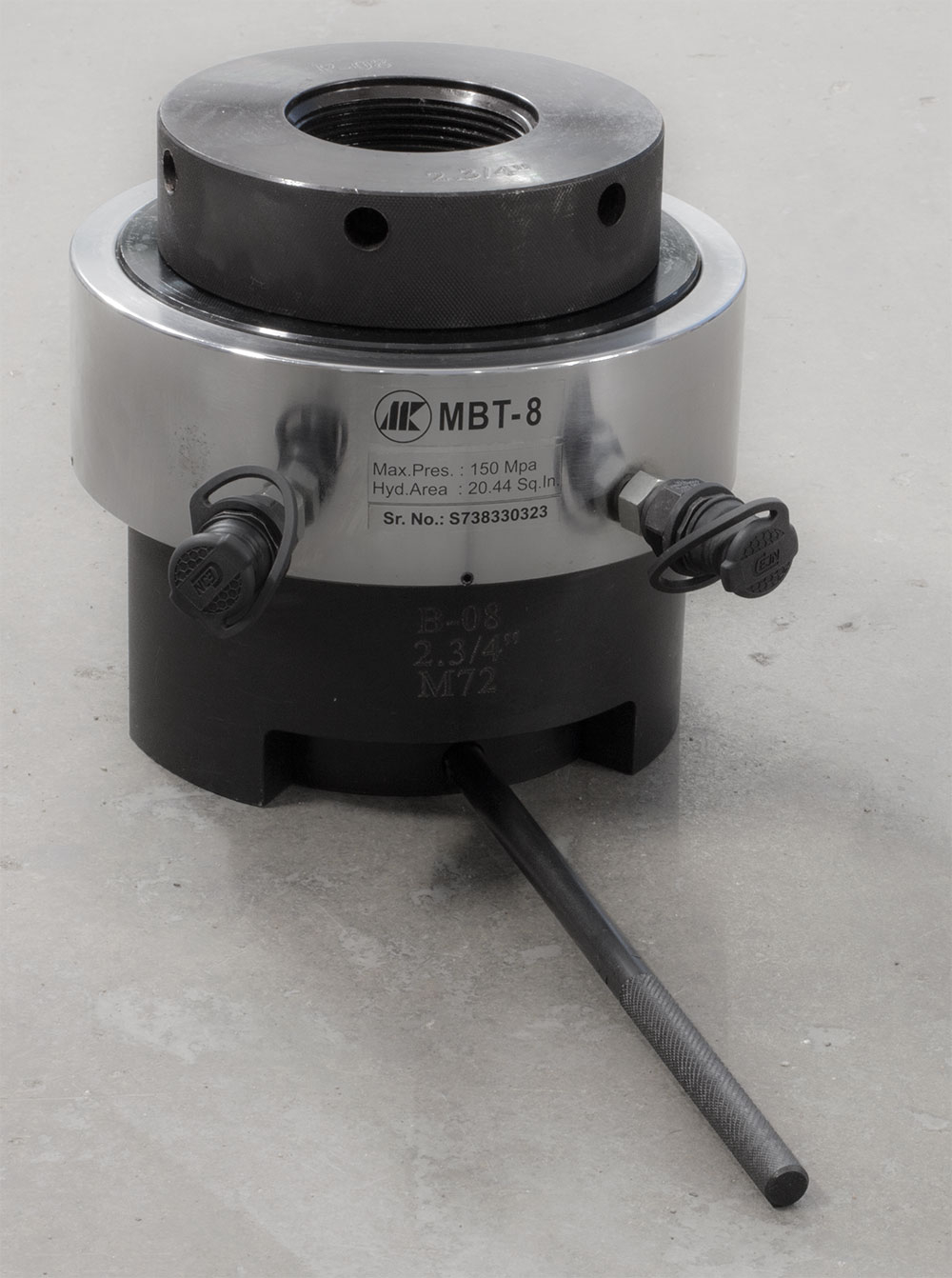 Домкрат тензорный однопоршневой Инстан с механическим возвратом MBT-8 (201.8т / 1978кН, ход 15мм, наружный диаметр 198мм)