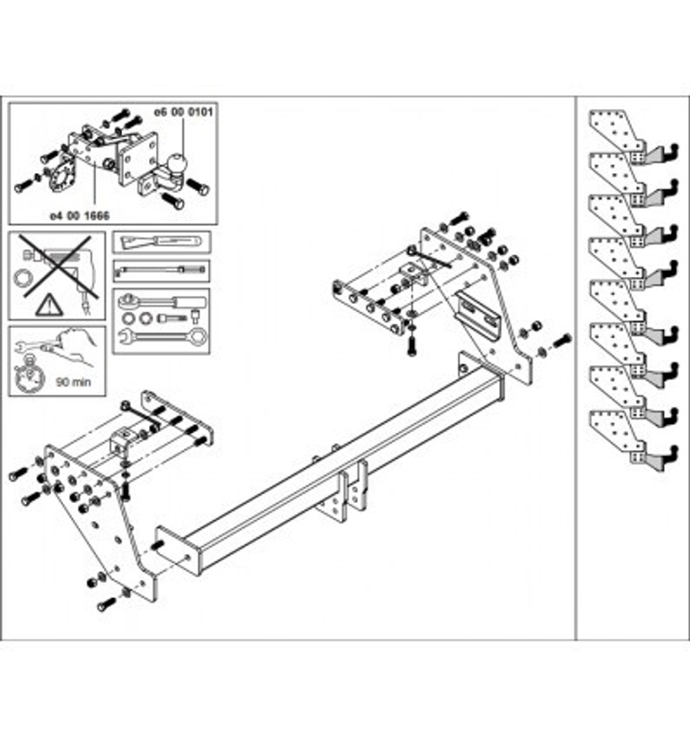 Фаркоп Westfalia 340089600001 Mitsubishi L200 2006-2015(паспорт и сертификат в комплекте)(без электрики)