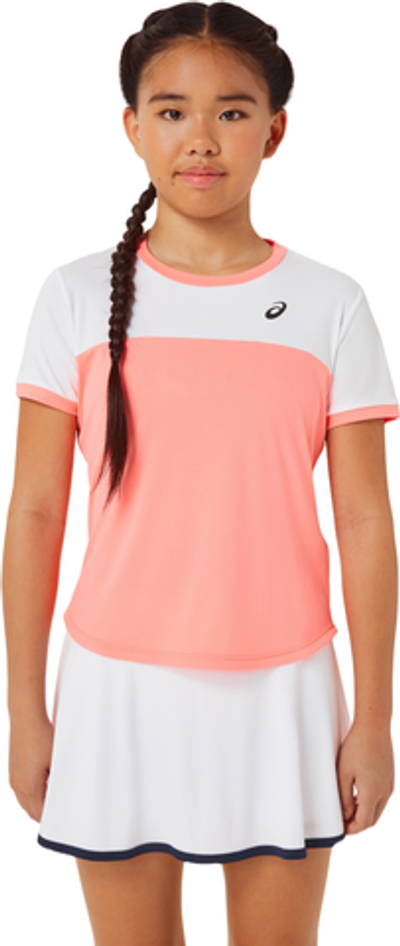 Футболка для девочки теннисная Asics Tennis Short Sleeve Top - guava/brilliant white