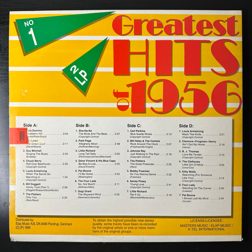 Сборник Greatest Hits Of 1956 2LP (Дания 1990г.)