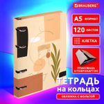 Тетрадь на кольцах А5 160х212 мм 120 листов картон фольга клетка BRAUBERG "Pretty woman" (3 штуки в упаковке)