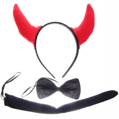 Карнавальный набор «Чертик Красные рожки» (ободок, хвостик, бабочка)