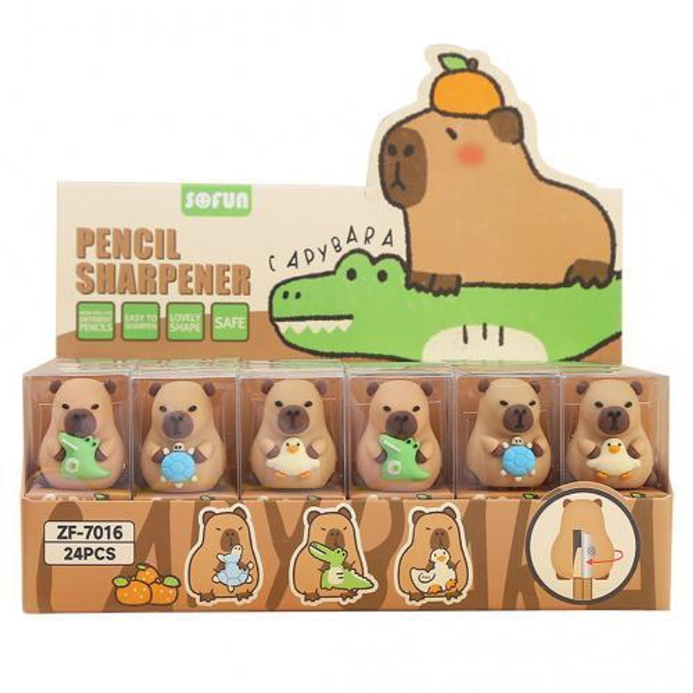 Точилка пластиковая с 1 лезвием "Капибара" ассорти (Центрум)