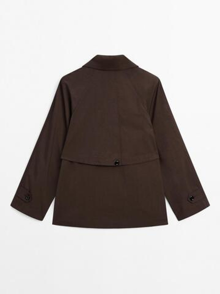 Massimo Dutti Тренч из смесового хлопка с декоративной деталью сзади, бургунди