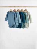 Боди с длинным рукавом для малышей Next 239-691, 5 шт., Синий, Светло-зеленый