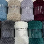 Плед 180*200см «Pompon», цвет светло-серый, микрофлис, 240 гр/м²