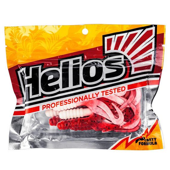 Твистер Helios Credo Four tail 2,35&quot;/6,0 см Red &amp; White 10шт. (HS-20-003)