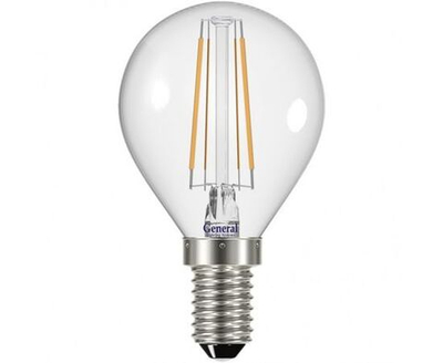 Лапочка General шар P45 E14 8W 6500K 6K 45x78 филамент (нитевидная), прозр 649979, 1 шт.