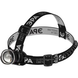 Фонарь налобный светодиодный ЭРА GA-806 аккумуляторный мощный 3 режима черный c регулируемая фокусировка луча