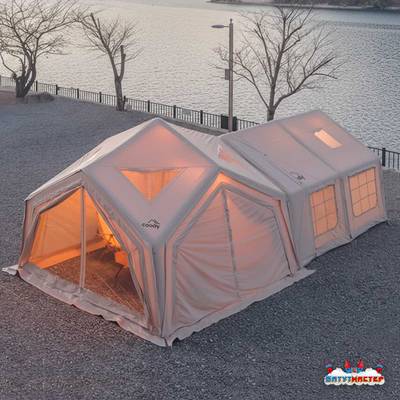 Пневмокаркасная палатка «Летний Уют» 3,6×3,6×2,5 м — семейная, кемпинговая из ПВХ