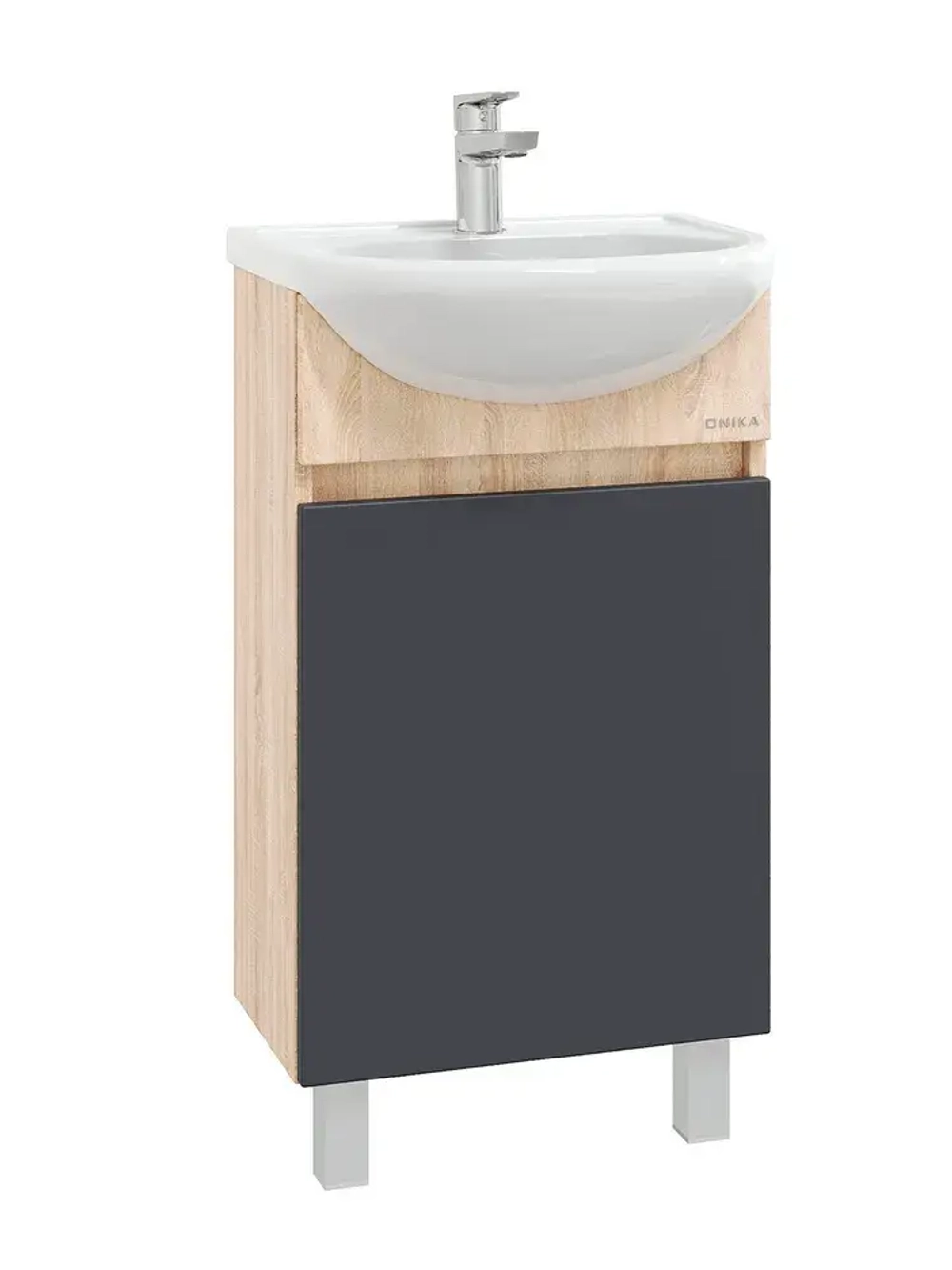 Тумба Onika Милтон 45 напольная, серая/дуб сонома ( ум. Уют 45) 104512