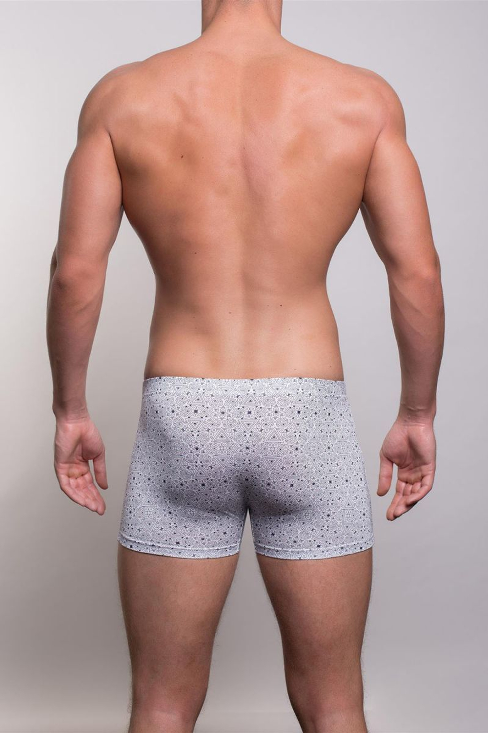 Мужские трусы-боксеры с узором из треугольников и звезд (Размер: XL) (Цвет: синий)