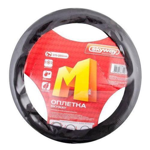 Оплетка руля L Skyway Eco Arctic 2 искусственный мех черная
