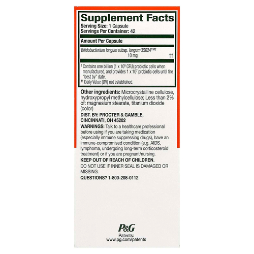 Align Probiotics, поддержка пищеварения 24/7, 42 капсулы (10 мг в 1 капсуле)