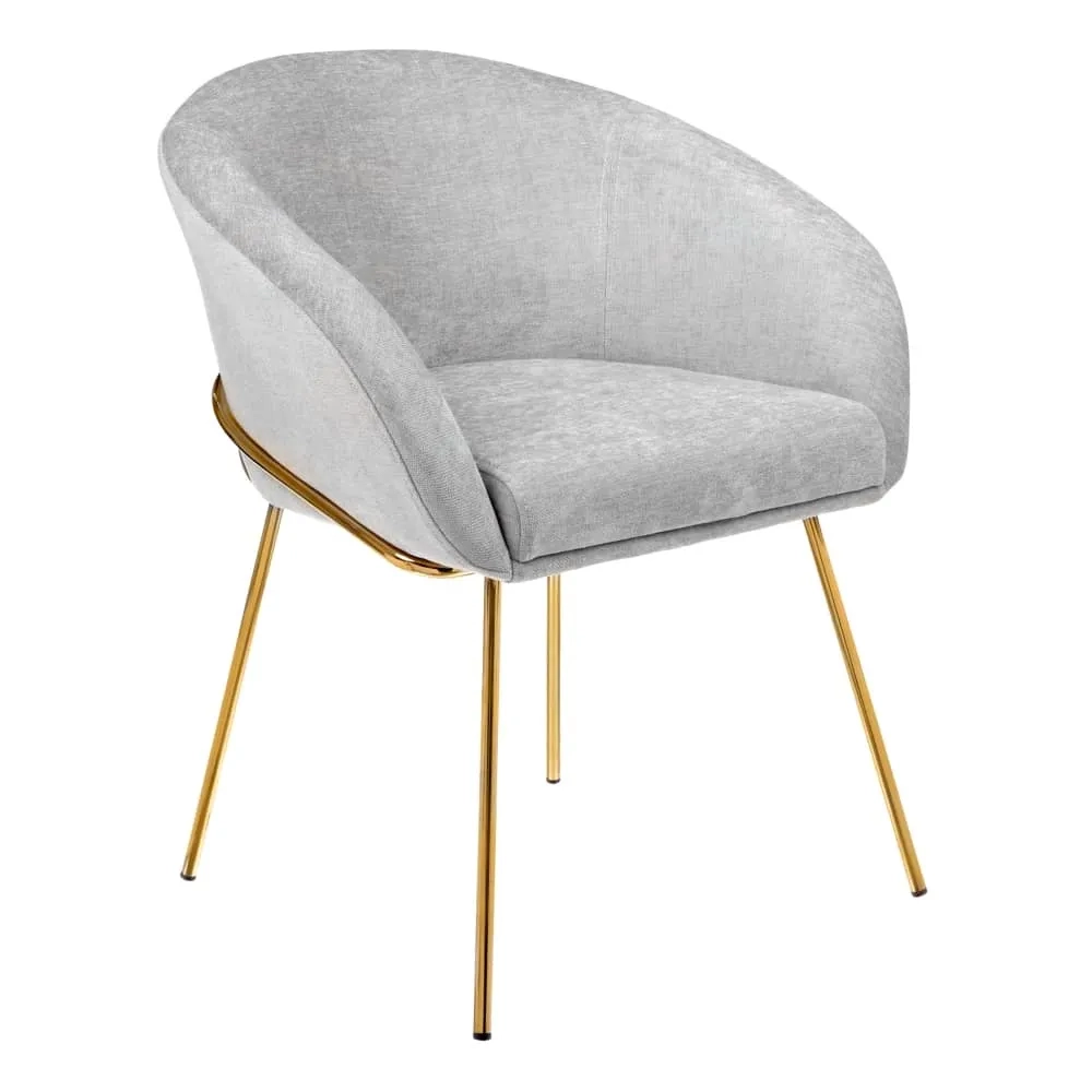 Стул-полукресло Bradex Home Martin серый шенилл, золотые ножки