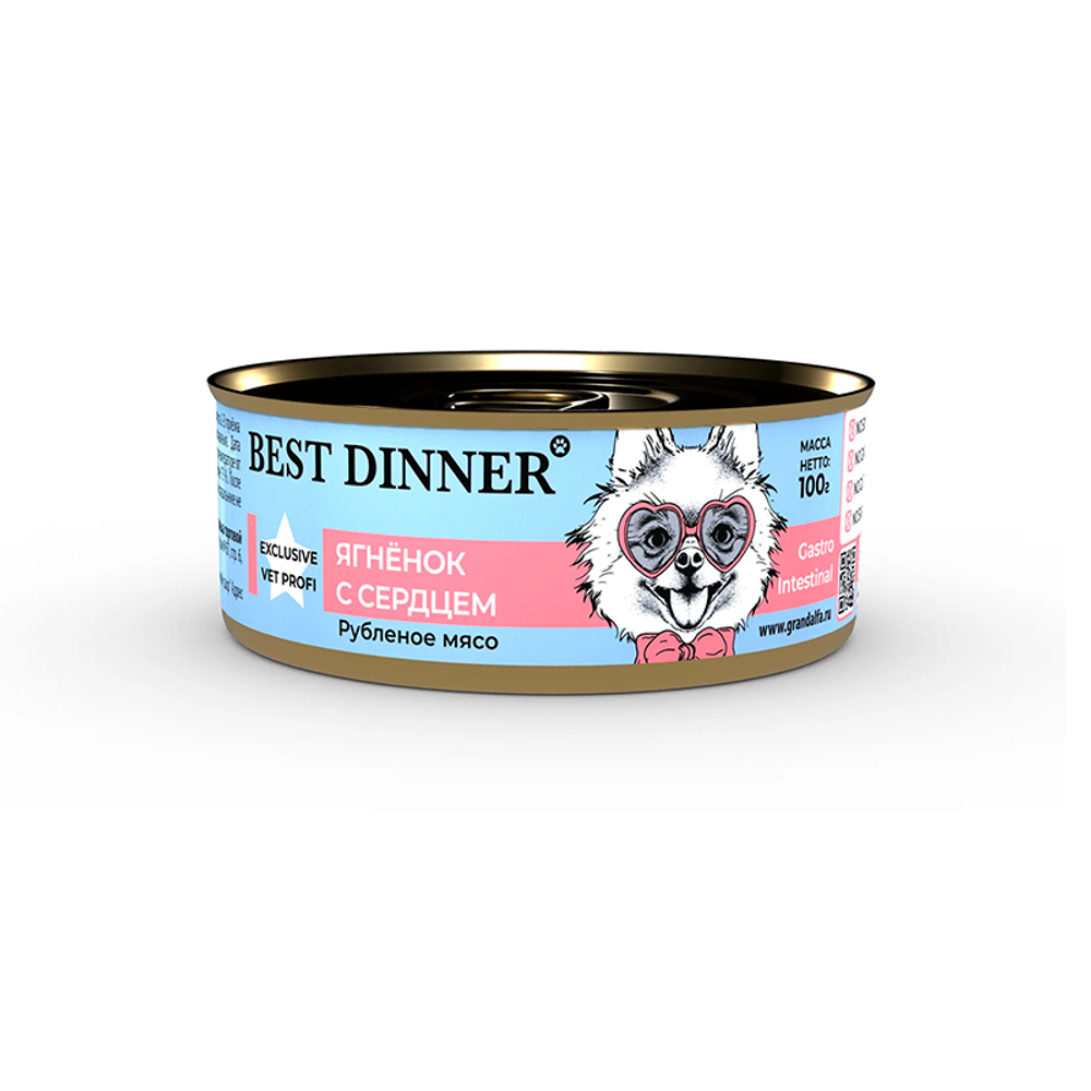 Влажный корм Best Dinner Vet Profi GastroIntestinal ягненок/сердце 100г для собак с 6мес.