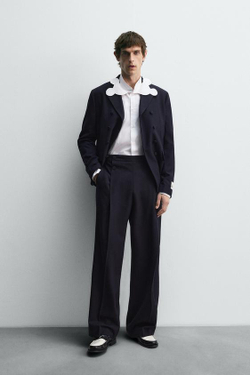 ZARA HARRY LAMBERT X DISNEY РУБАШКА С ВОРОТНИКОМ В ФОРМЕ СИЛУЭТА МИККИ МАУСА, БЕЛЫЙ