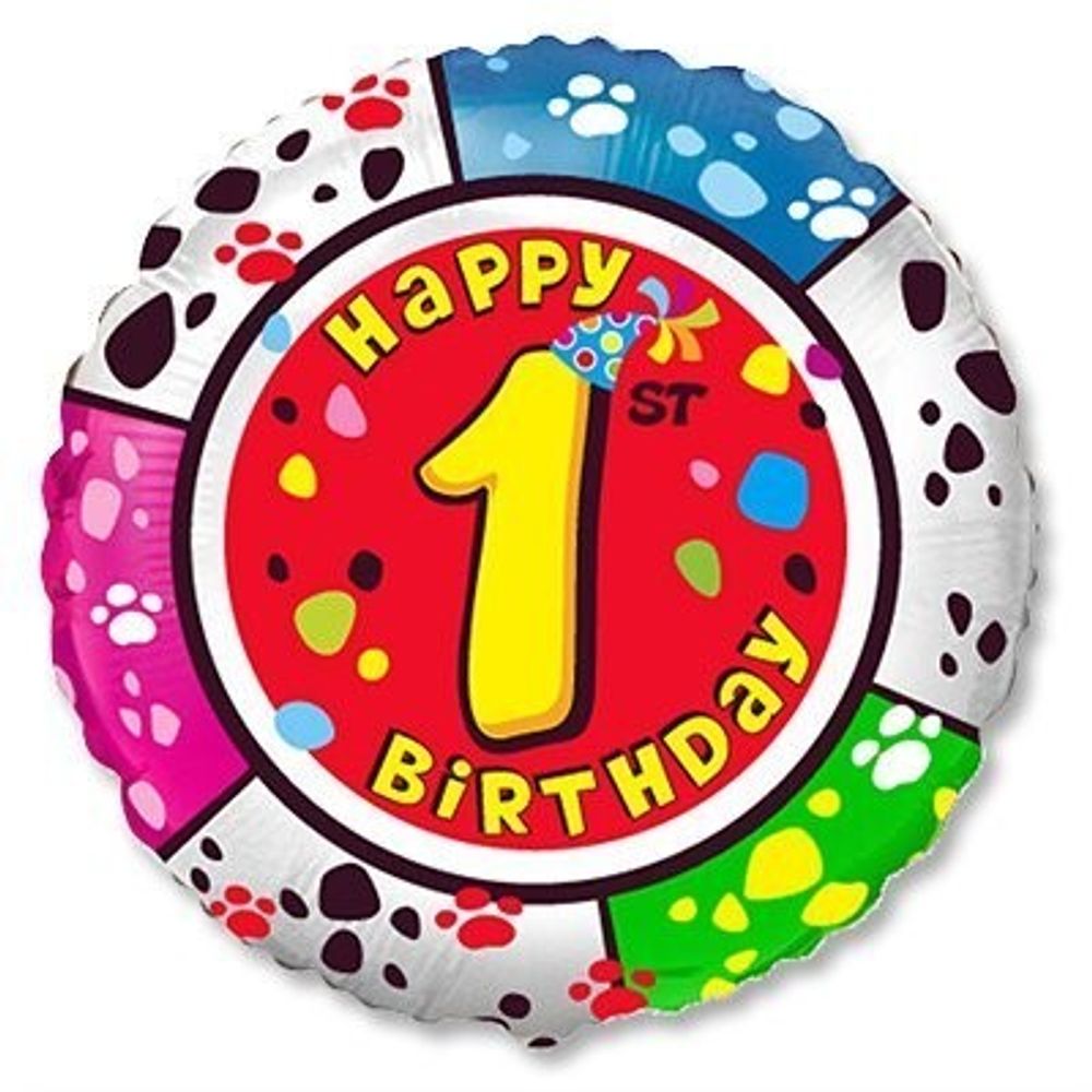 Круг 18&quot; Happy Birthday Цифра &quot;1&quot; Fm
