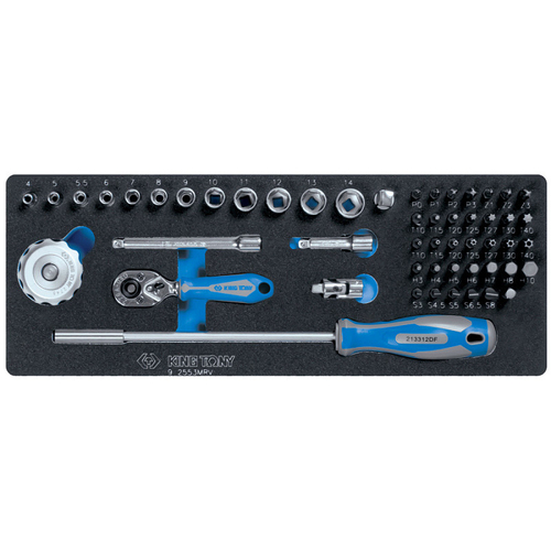 KING TONY (9-2553MRV) Набор торцевых головок 1/4" с принадлежностями, ложемент, 53 предмета