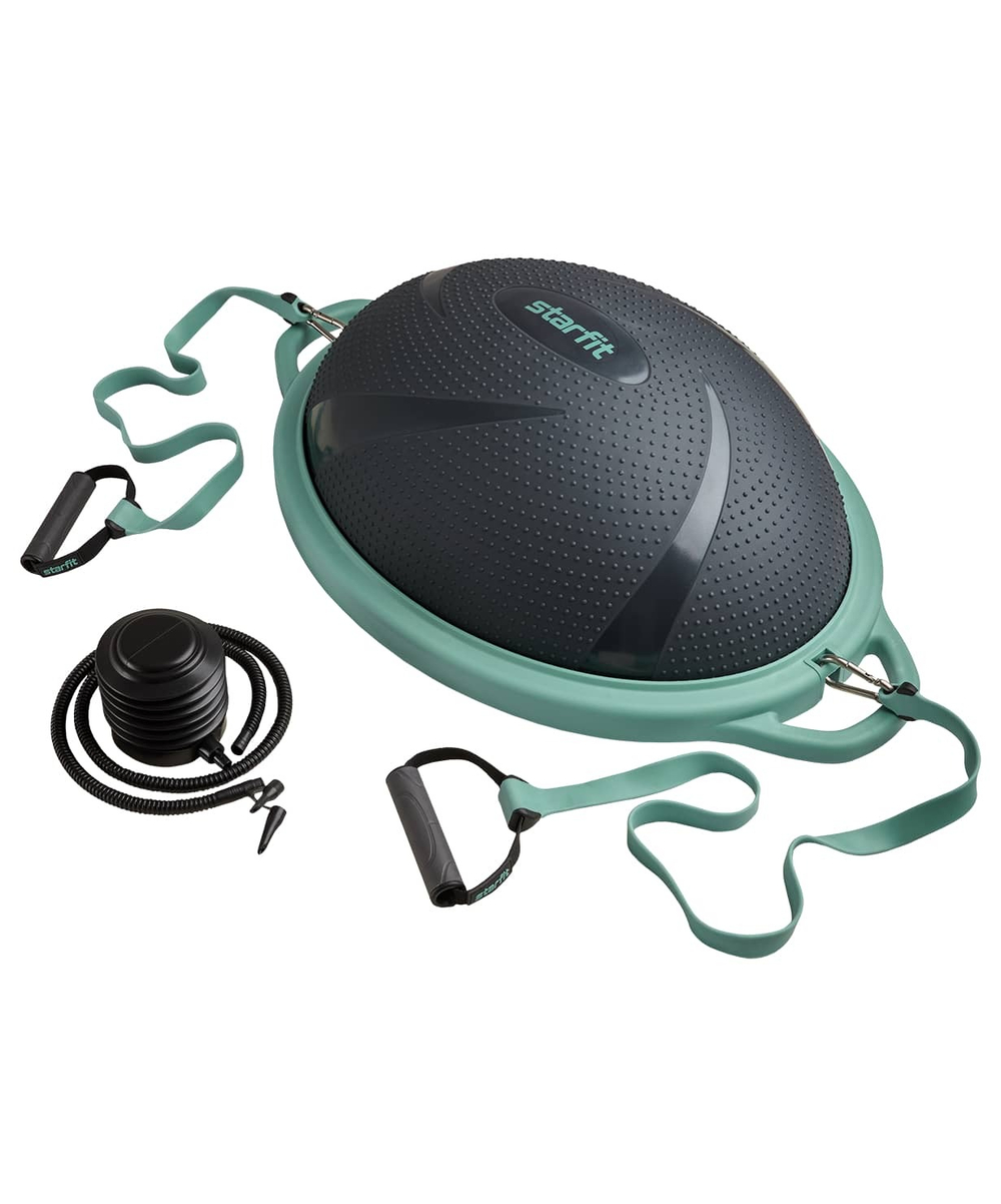 Полусфера "BOSU" GB-503 с эспандерами, с насосом, серый/зеленый