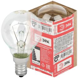 Лампочка ЭРА P45 60Вт Е14 / E14 230В шар прозрачный в гофре