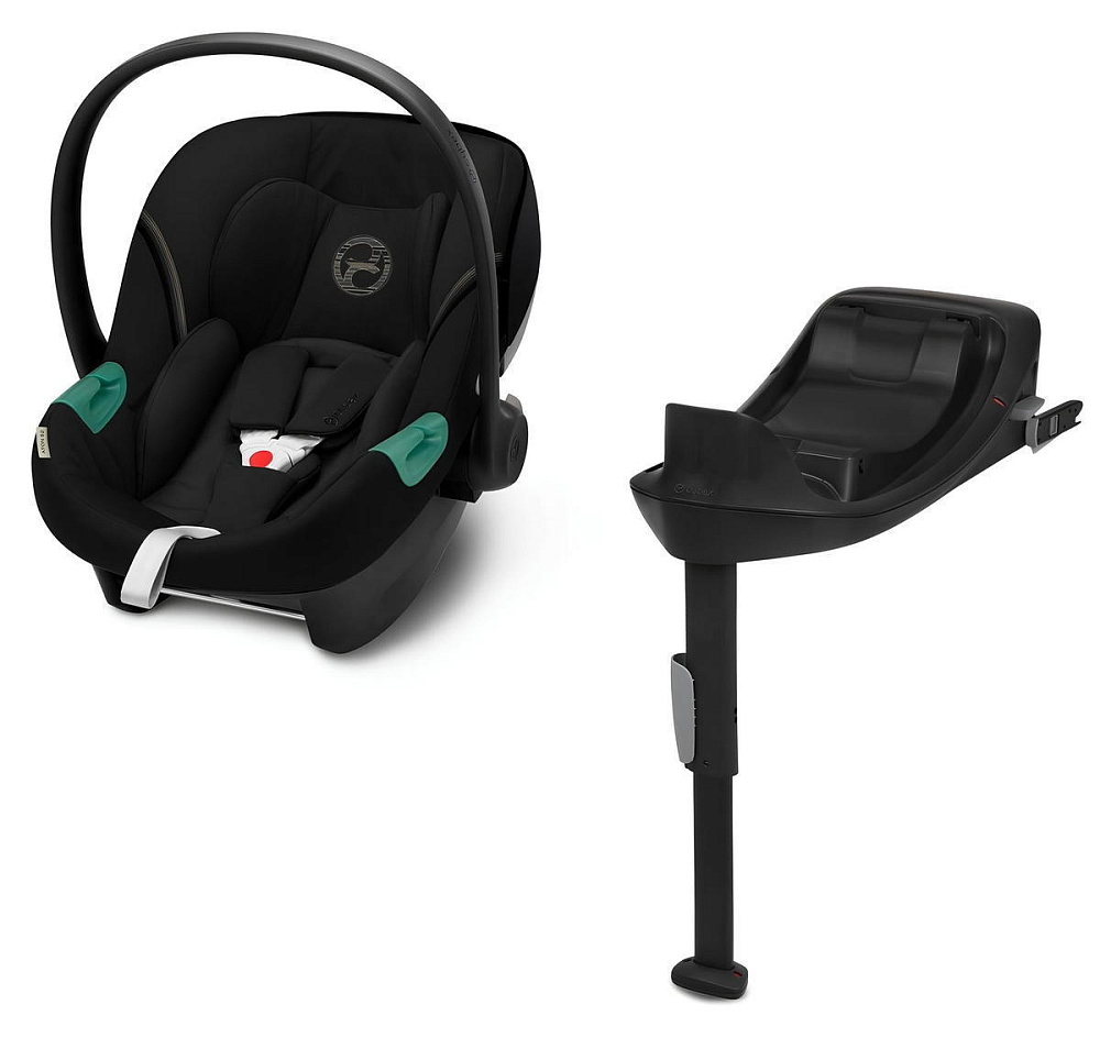 Коляска Cybex Balios S Lux TPE complete Aton S2 Moon Black Base One 4 в 1 Seashell Beige с дождевиками