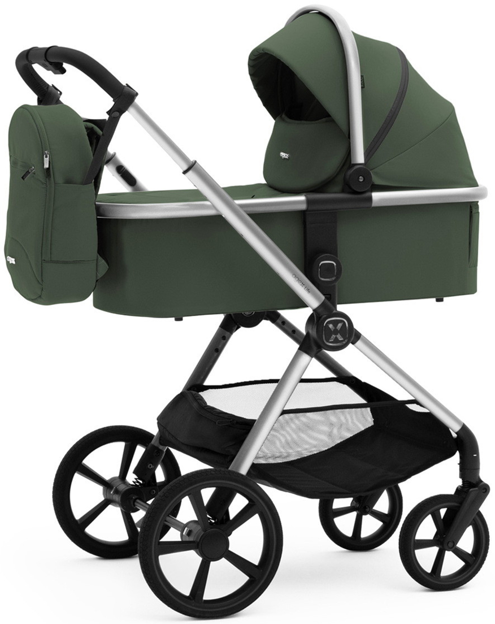 Коляска Agex Life 3 в 1 хромированная рама с автокреслом i-Safe S Grey ALC613 Crocodile (Зеленый)