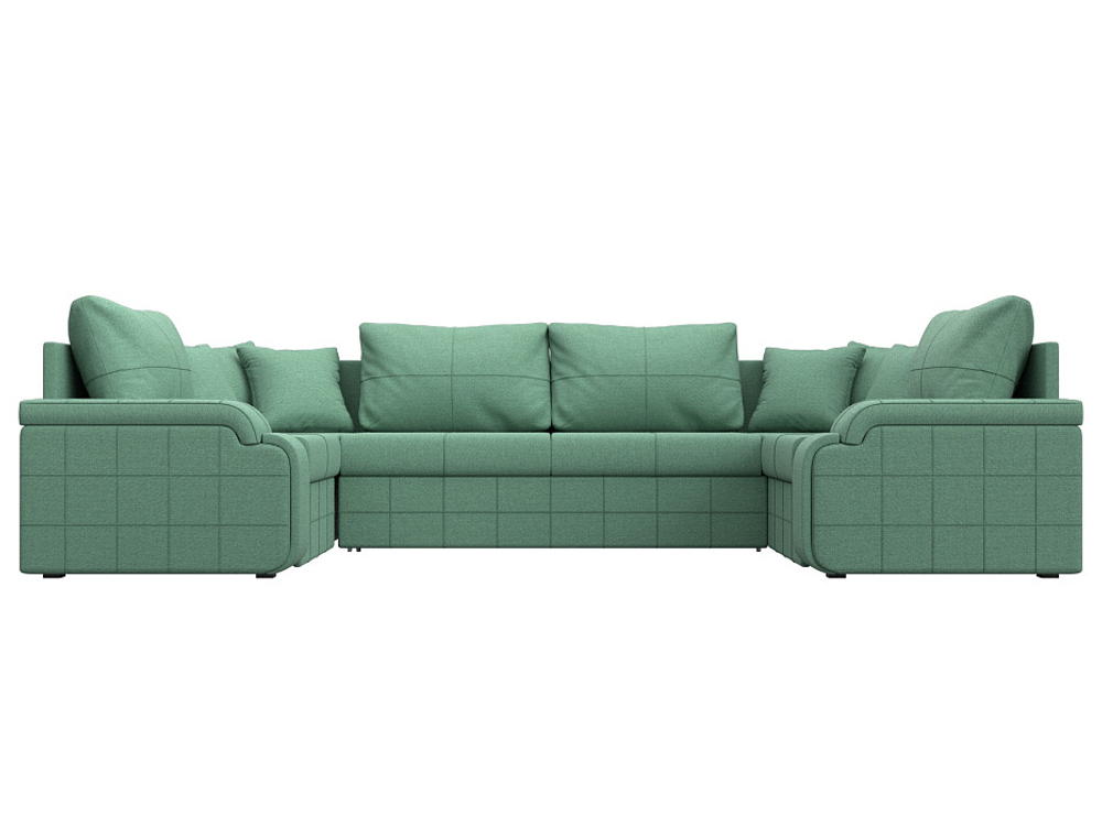Диван П-образный Николь, Амур 11 зеленый, Рогожка, 125912