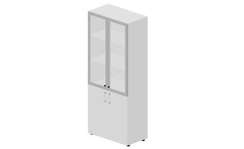 Шкаф 80х44х195см для документов (2 двери+2 матовые стеклянные двери в раме, 4 полки, ручки - хром)